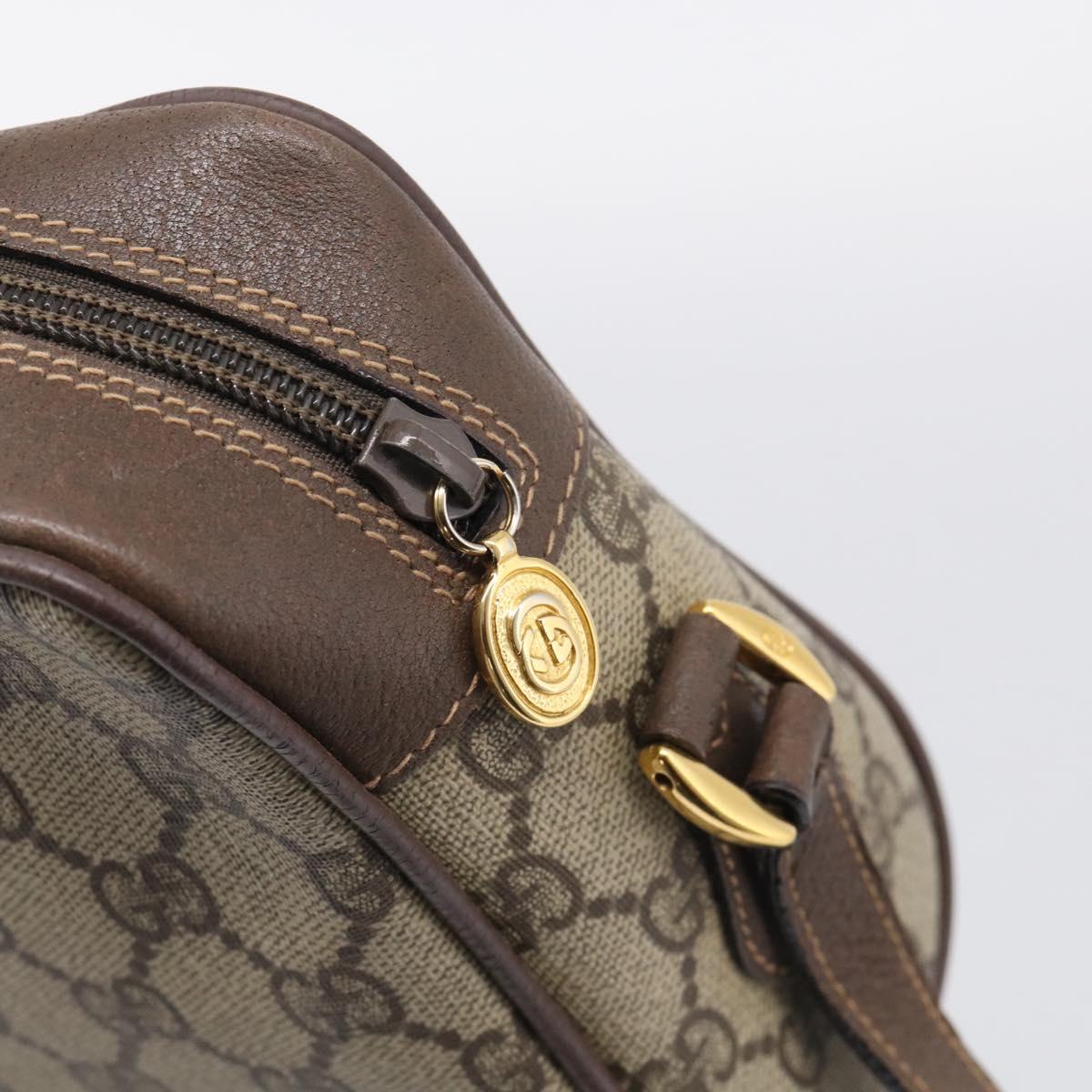 GUCCI GG Supreme Web Sherry Line Bag PVC Beige Gold 001 44 6655 Auth 213473