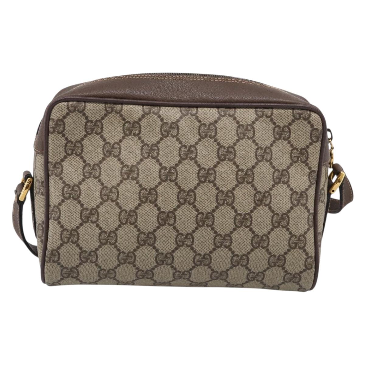 GUCCI GG Supreme Web Sherry Line Bag PVC Beige Gold 001 44 6655 Auth 213473