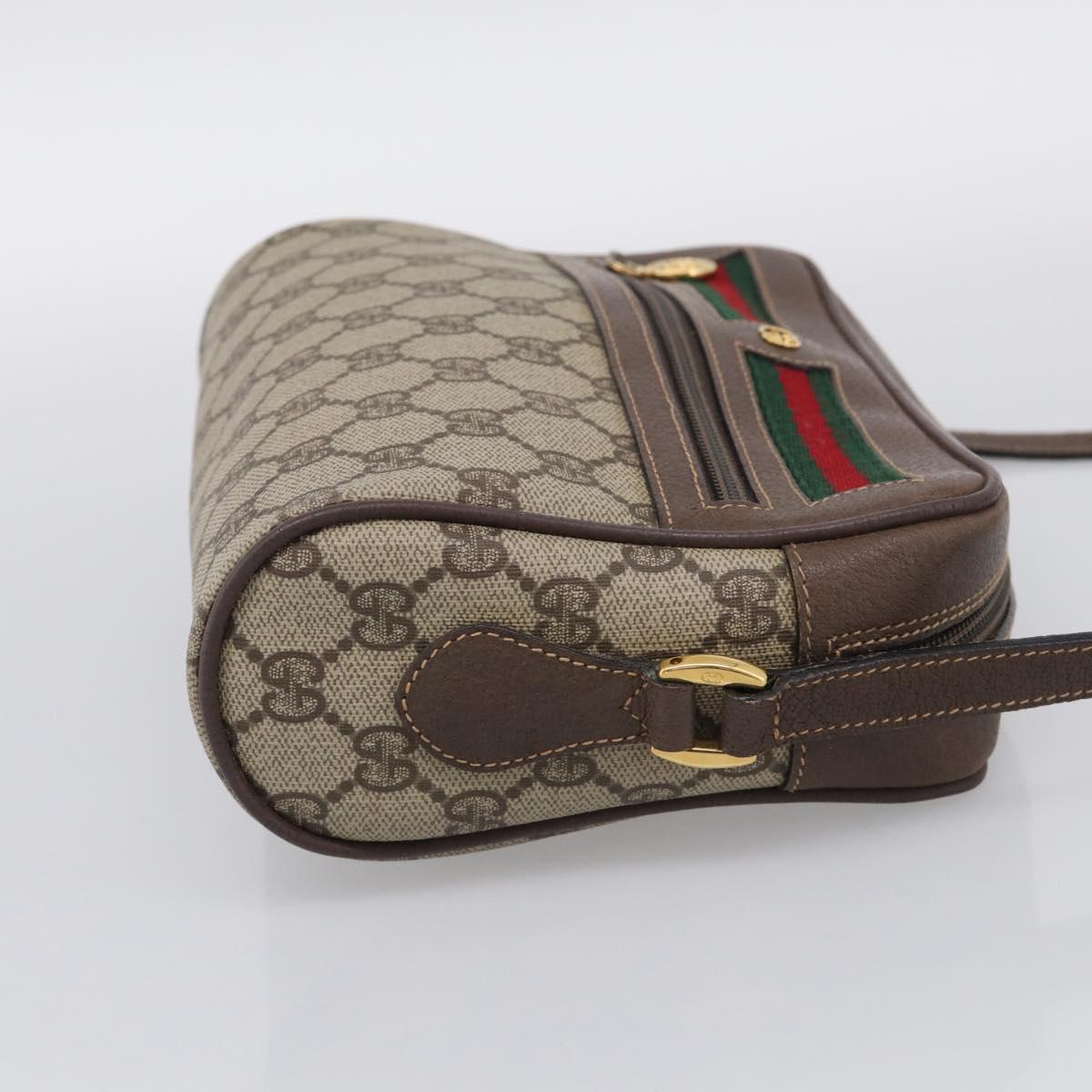 GUCCI GG Supreme Web Sherry Line Bag PVC Beige Gold 001 44 6655 Auth 213473