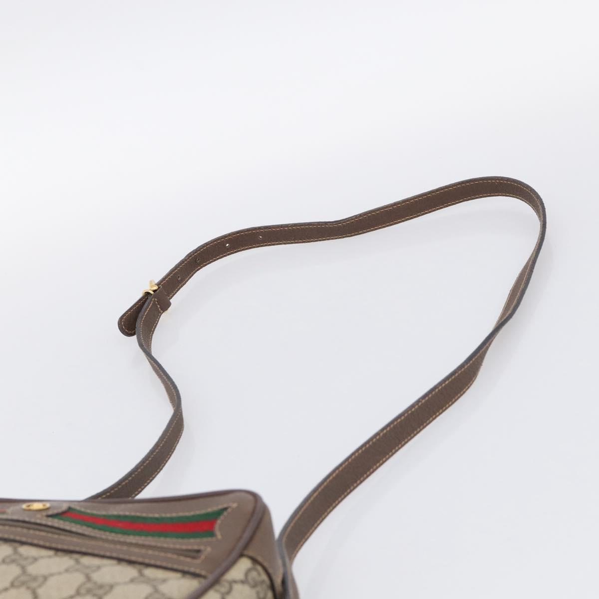 GUCCI GG Supreme Web Sherry Line Bag PVC Beige Gold 001 44 6655 Auth 213473