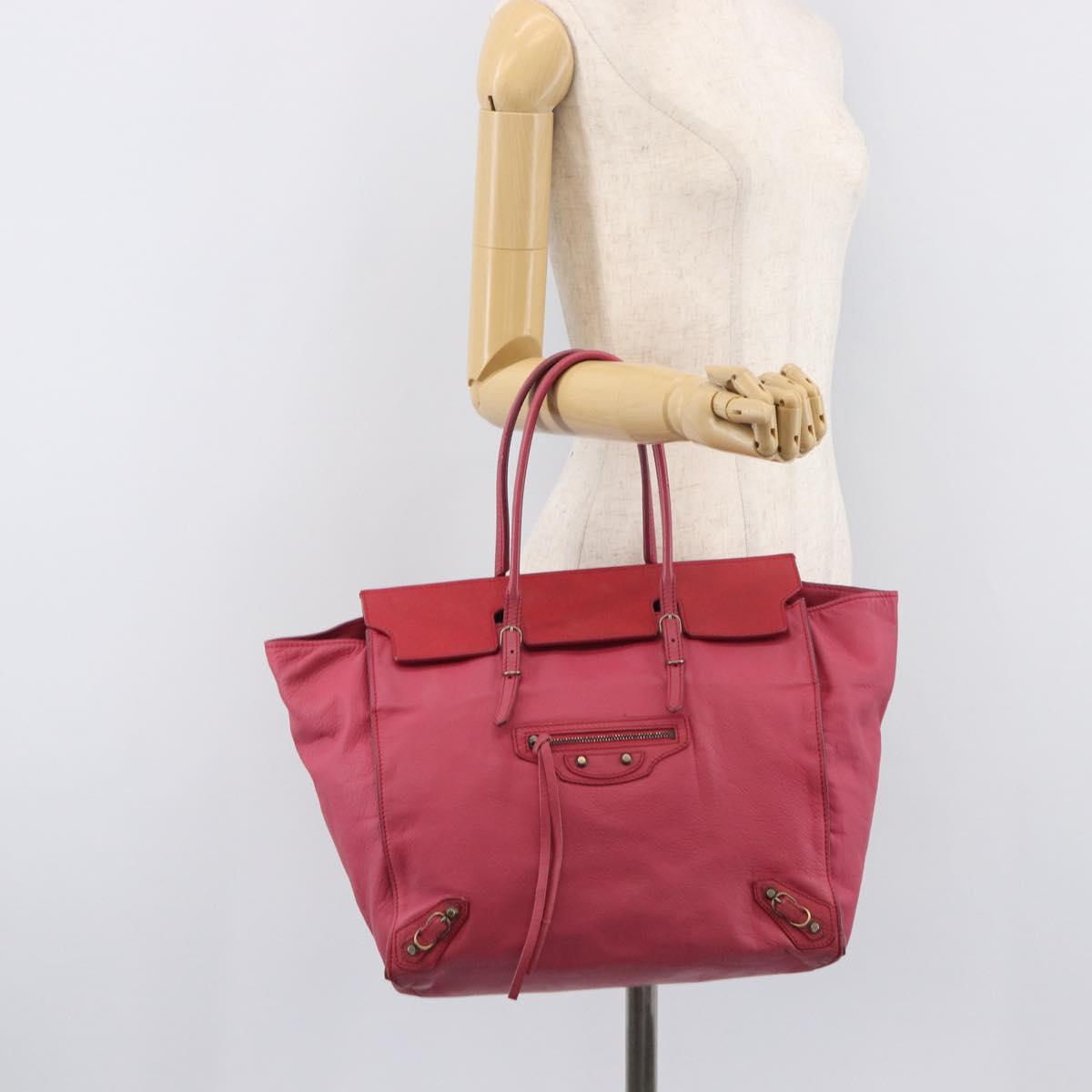 Balenciaga Paper Flap A5 Hand Bag Leather Pink 266396 Auth 213483
