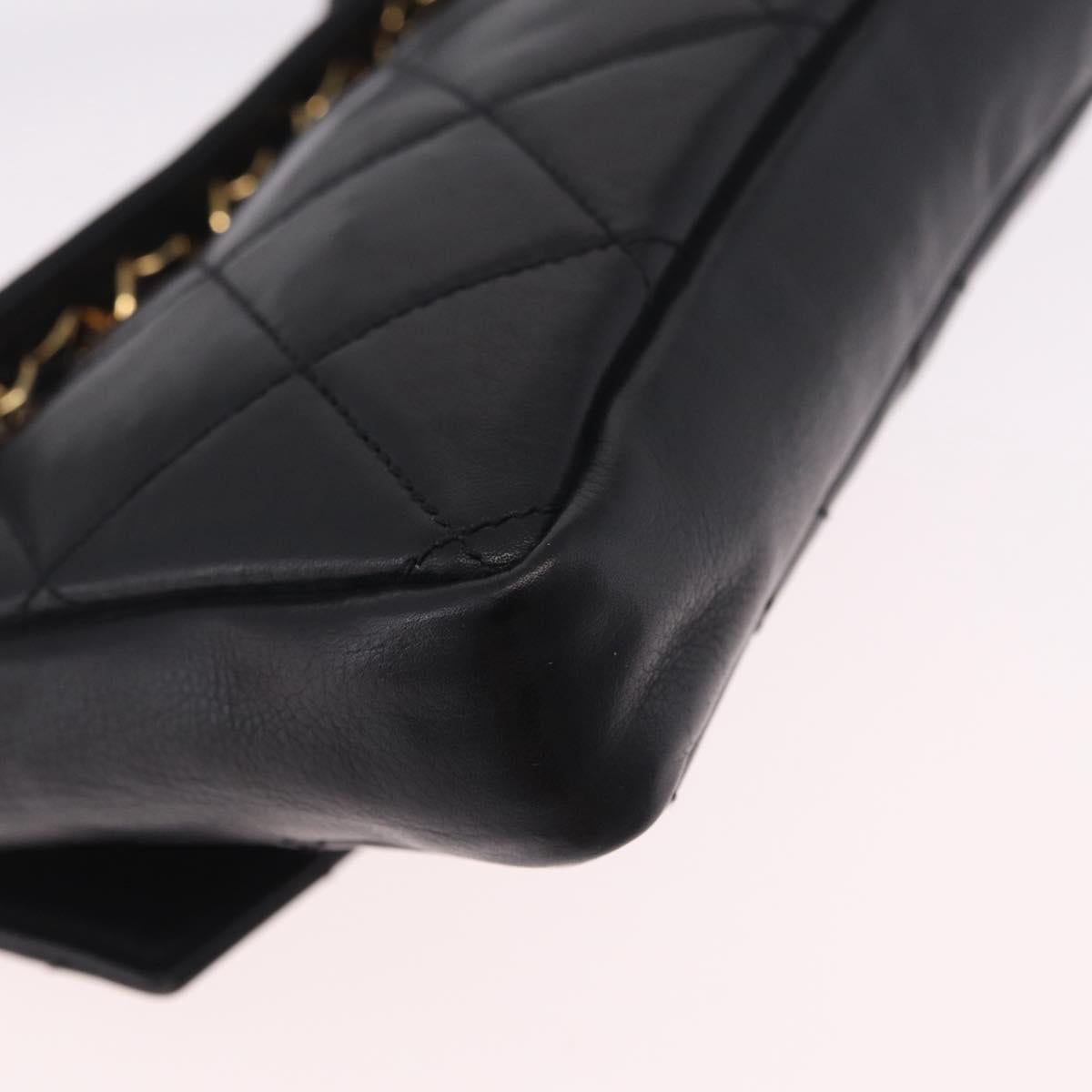 CHANEL Matelasse Waist bag Lamb Skin Black Gold CC Auth 213484