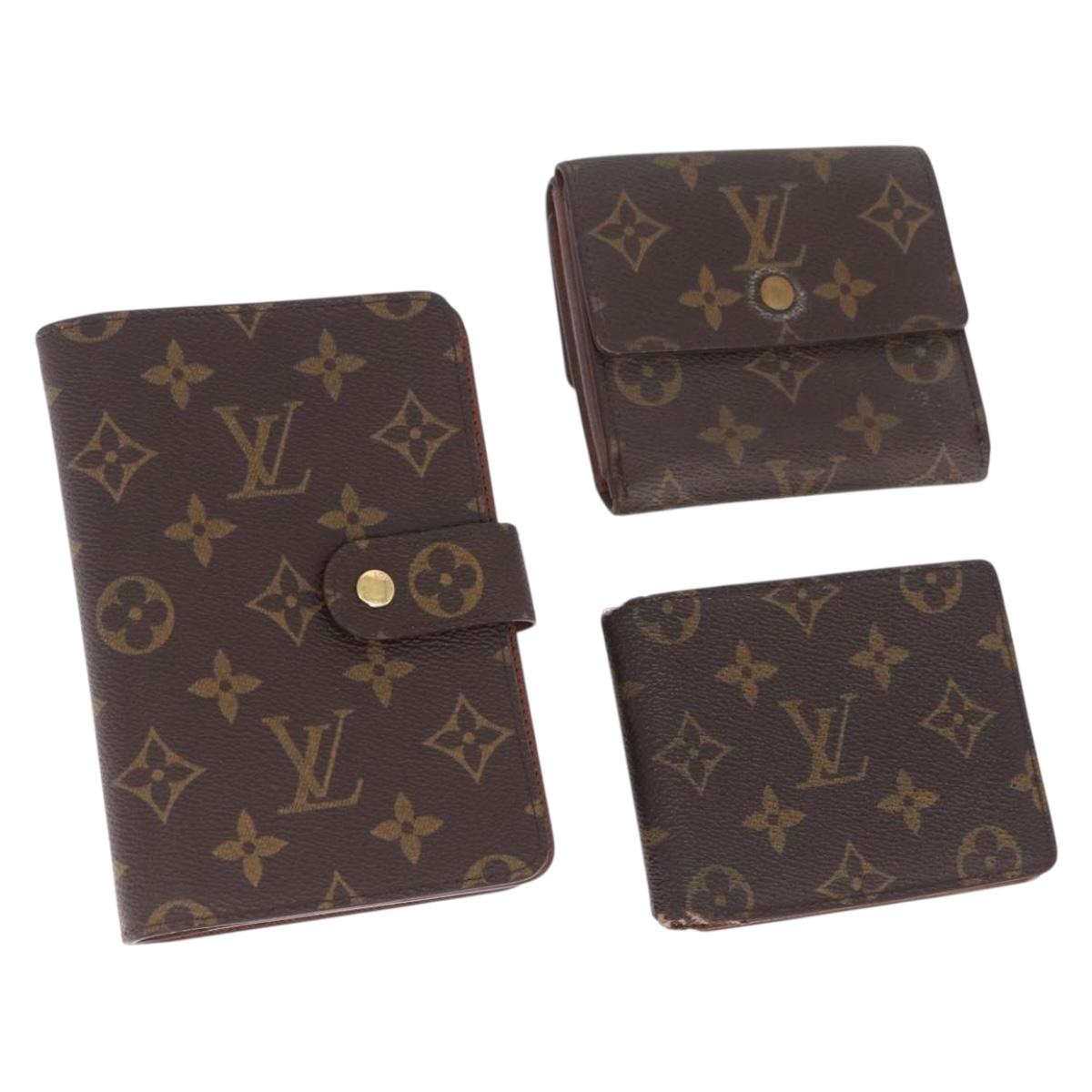 LOUIS VUITTON Monogram Wallet 3 Set LV Auth 213485