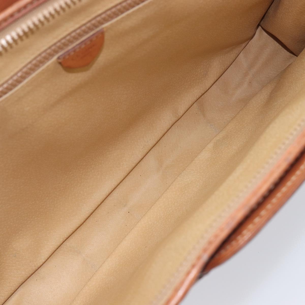 CELINE Macadam Canvas Hand Bag PVC Leather Brown Gold Auth 213534