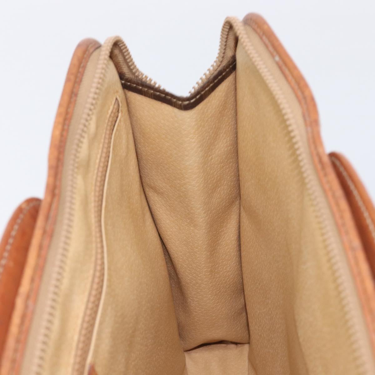 CELINE Macadam Canvas Hand Bag PVC Leather Brown Gold Auth 213534