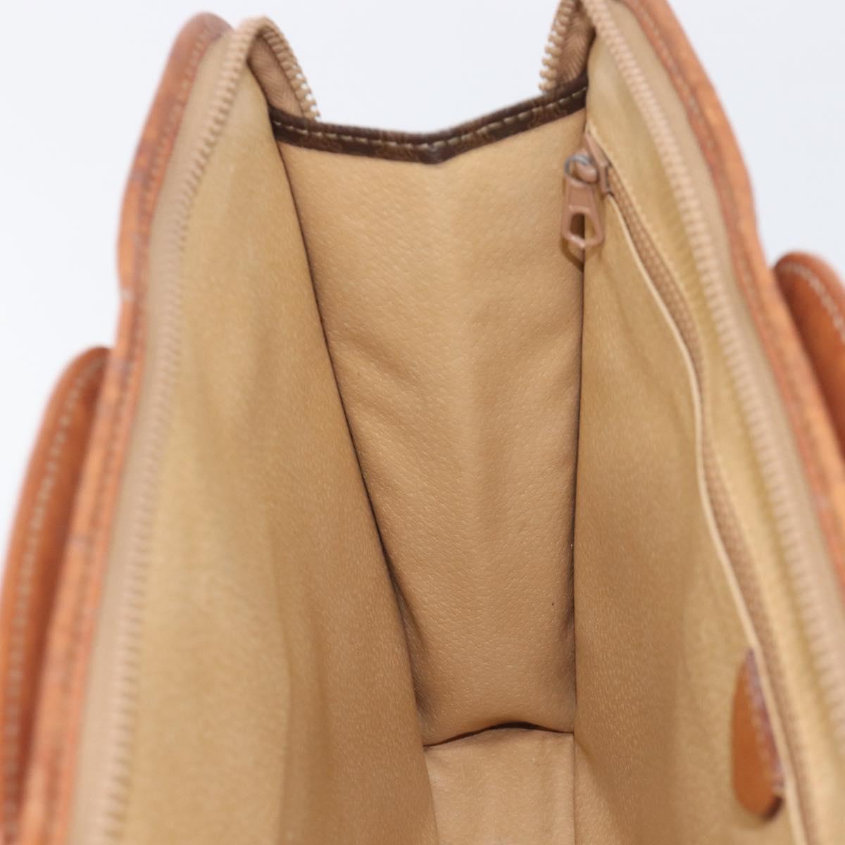 CELINE Macadam Canvas Hand Bag PVC Leather Brown Gold Auth 213534