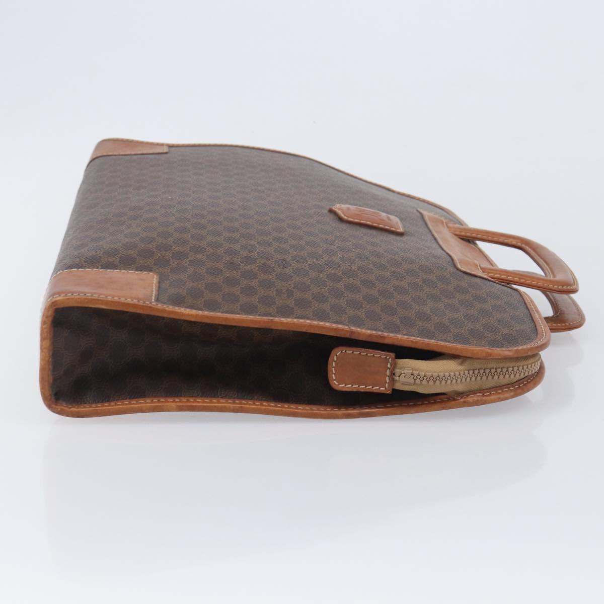 CELINE Macadam Canvas Hand Bag PVC Leather Brown Gold Auth 213534