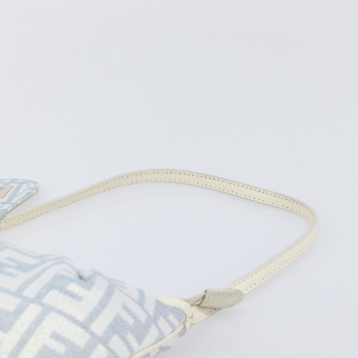 FENDI Zucca Canvas Accessory Pouch Light Blue Gold Auth 213553V