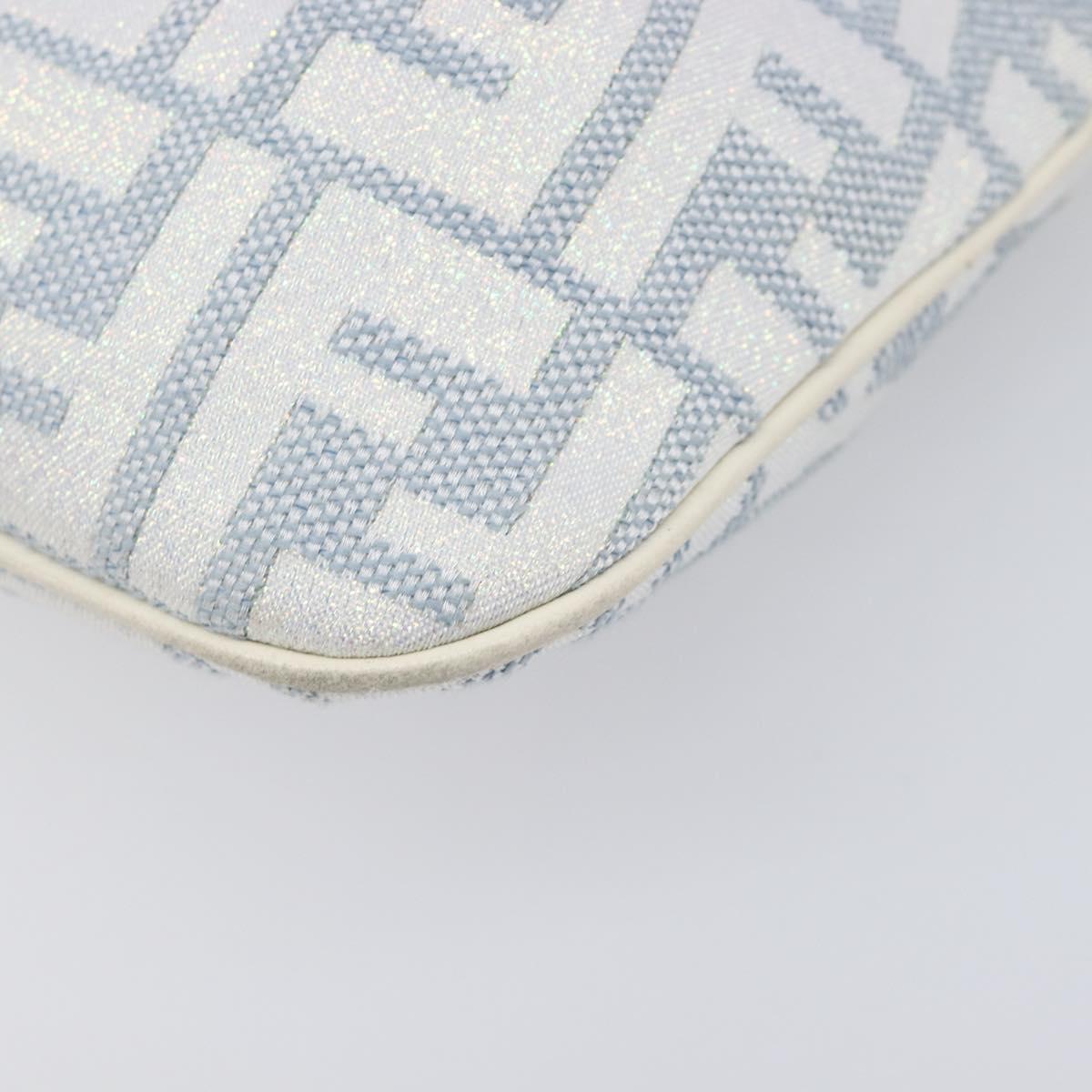 FENDI Zucca Canvas Accessory Pouch Light Blue Gold Auth 213553V