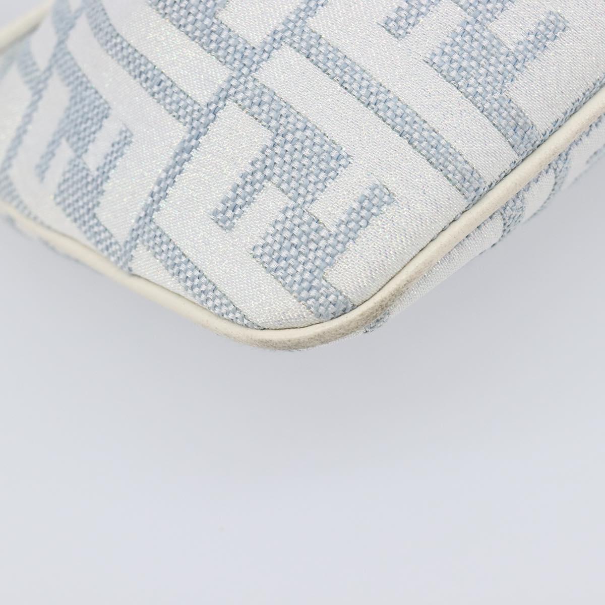 FENDI Zucca Canvas Accessory Pouch Light Blue Gold Auth 213553V