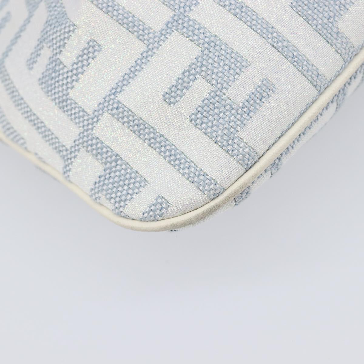 FENDI Zucca Canvas Accessory Pouch Light Blue Gold Auth 213553V