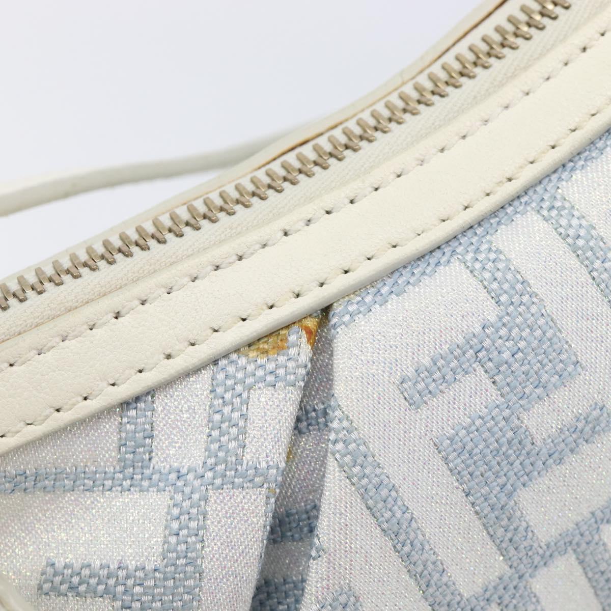 FENDI Zucca Canvas Accessory Pouch Light Blue Gold Auth 213553V