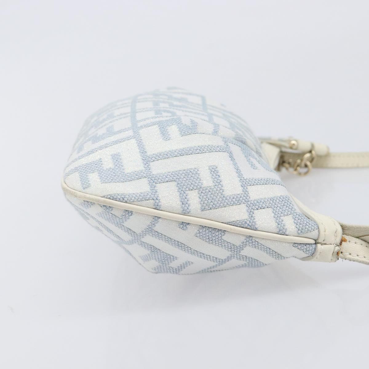 FENDI Zucca Canvas Accessory Pouch Light Blue Gold Auth 213553V