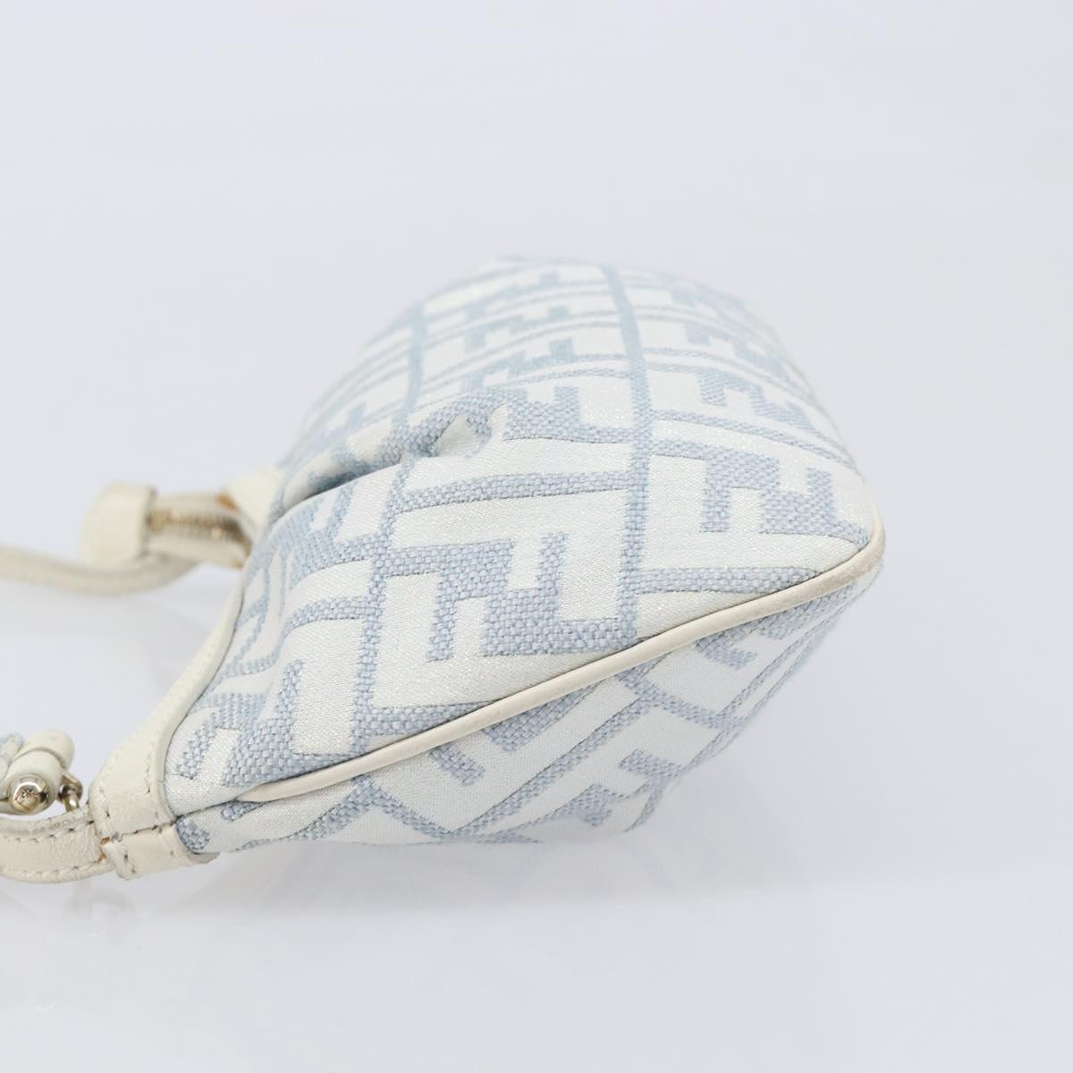 FENDI Zucca Canvas Accessory Pouch Light Blue Gold Auth 213553V