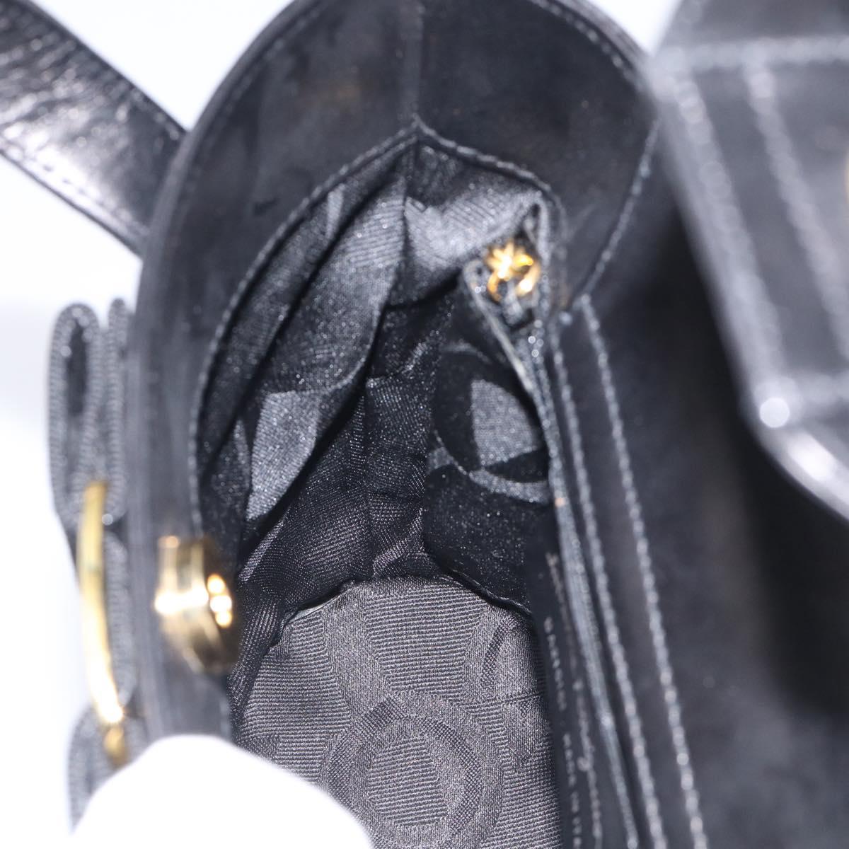 Salvatore Ferragamo Vala Hand Bag Leather Black Gold Auth 213569A