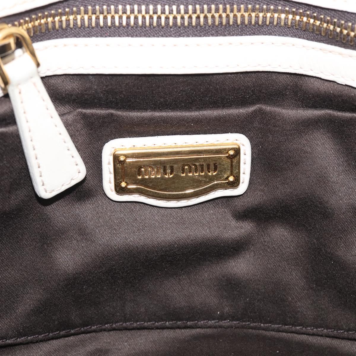 Miu Miu Matelasse Hand Bag Leather 2way White Gold Auth 213588V