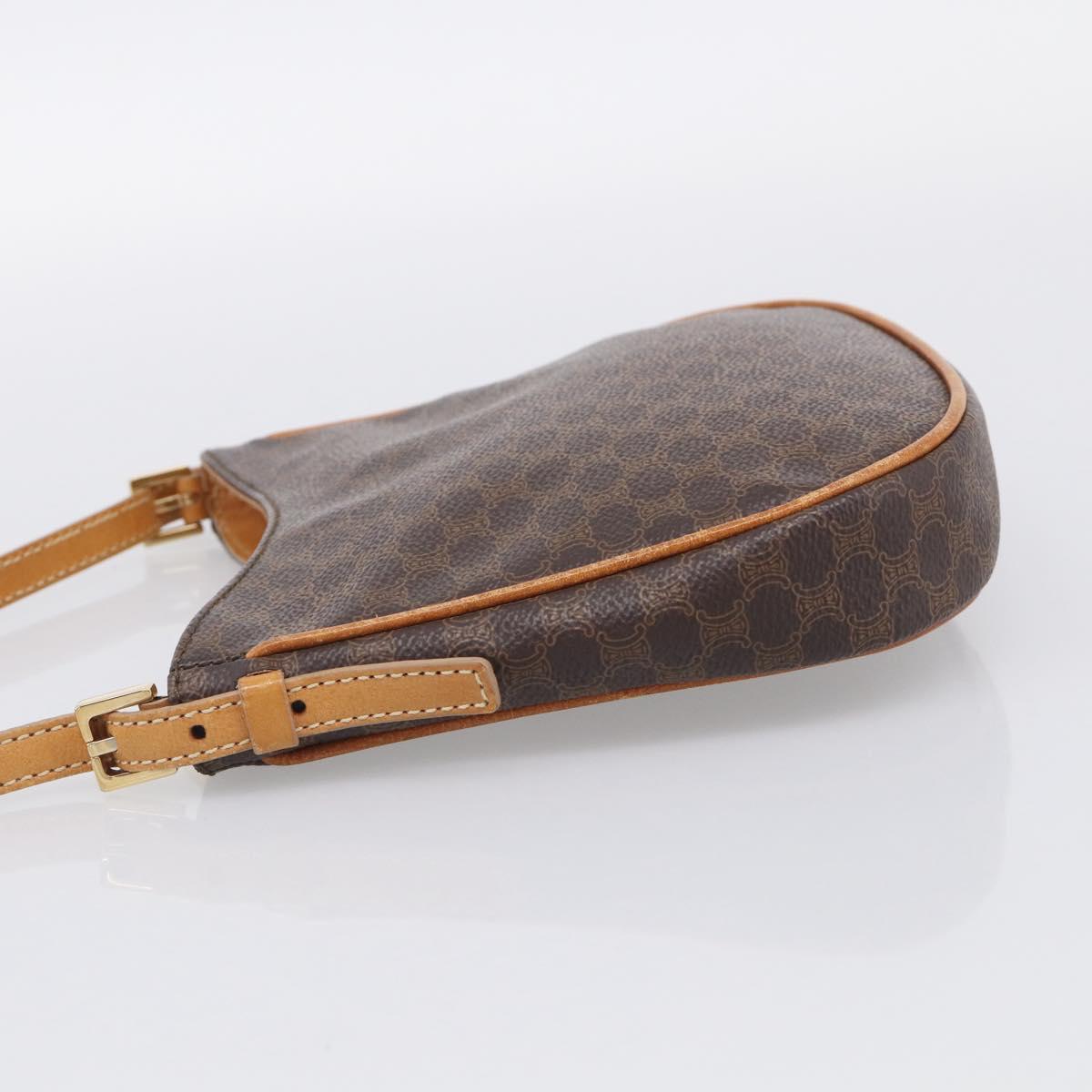 CELINE Macadam Shoulder Bag PVC Brown Gold Auth 213710A