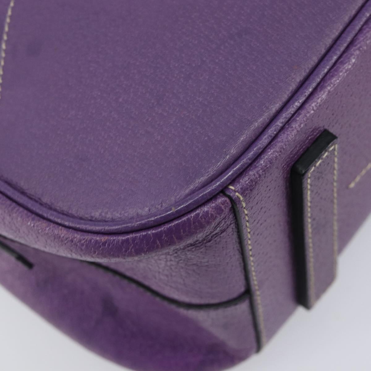 PRADA Tote Bag Leather Purple Silver Auth 213733