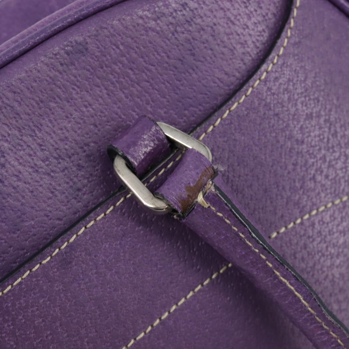 PRADA Tote Bag Leather Purple Silver Auth 213733