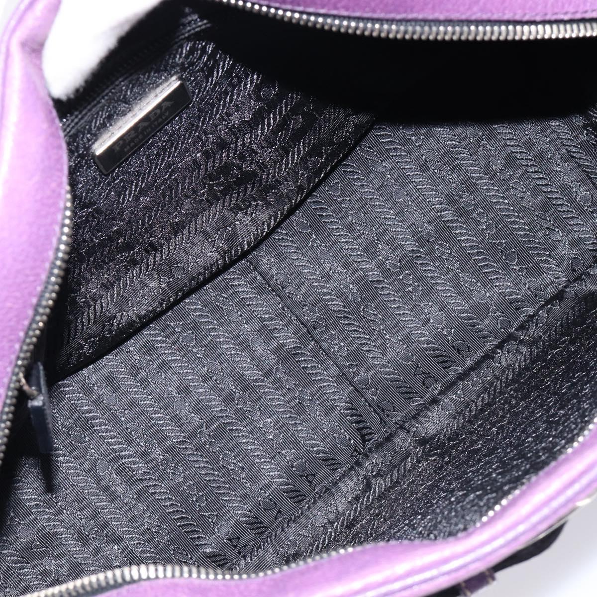 PRADA Tote Bag Leather Purple Silver Auth 213733