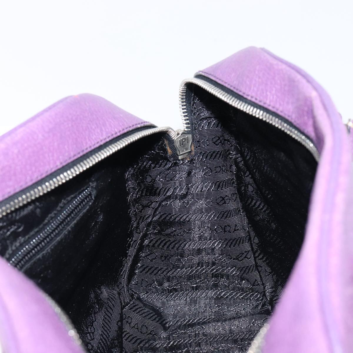 PRADA Tote Bag Leather Purple Silver Auth 213733