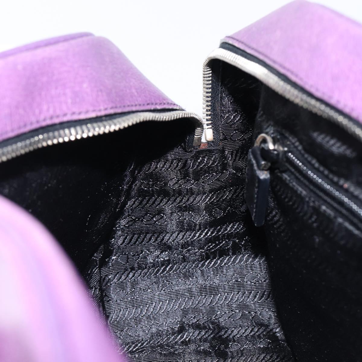 PRADA Tote Bag Leather Purple Silver Auth 213733