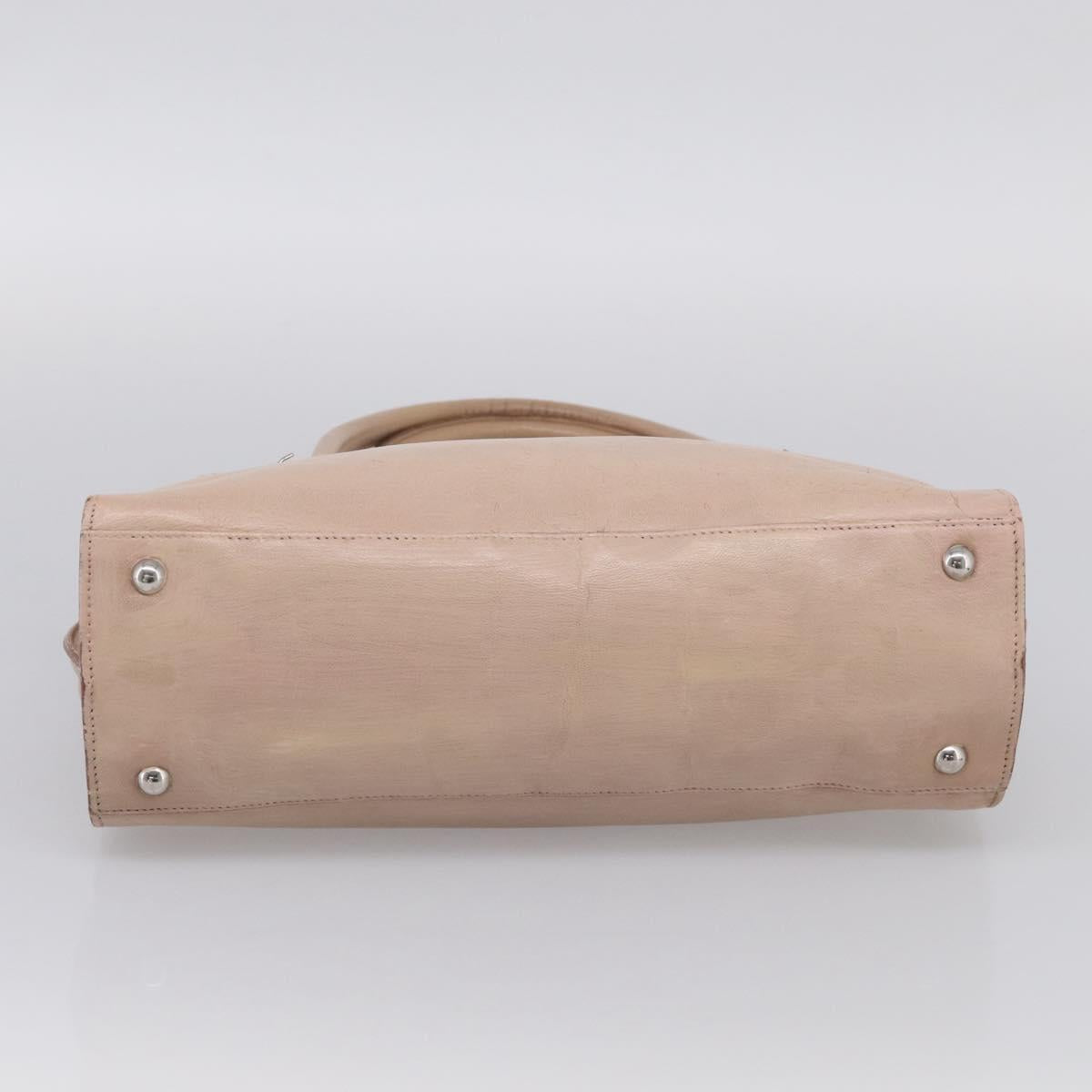 Salvatore Ferragamo Gancini Hand Bag Leather Pink Silver Auth 213844