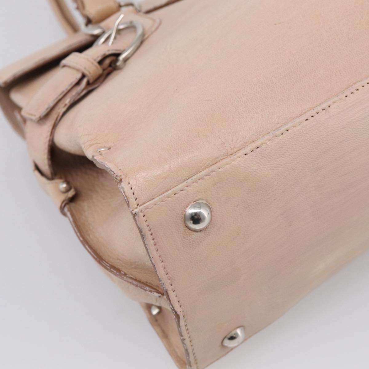 Salvatore Ferragamo Gancini Hand Bag Leather Pink Silver Auth 213844