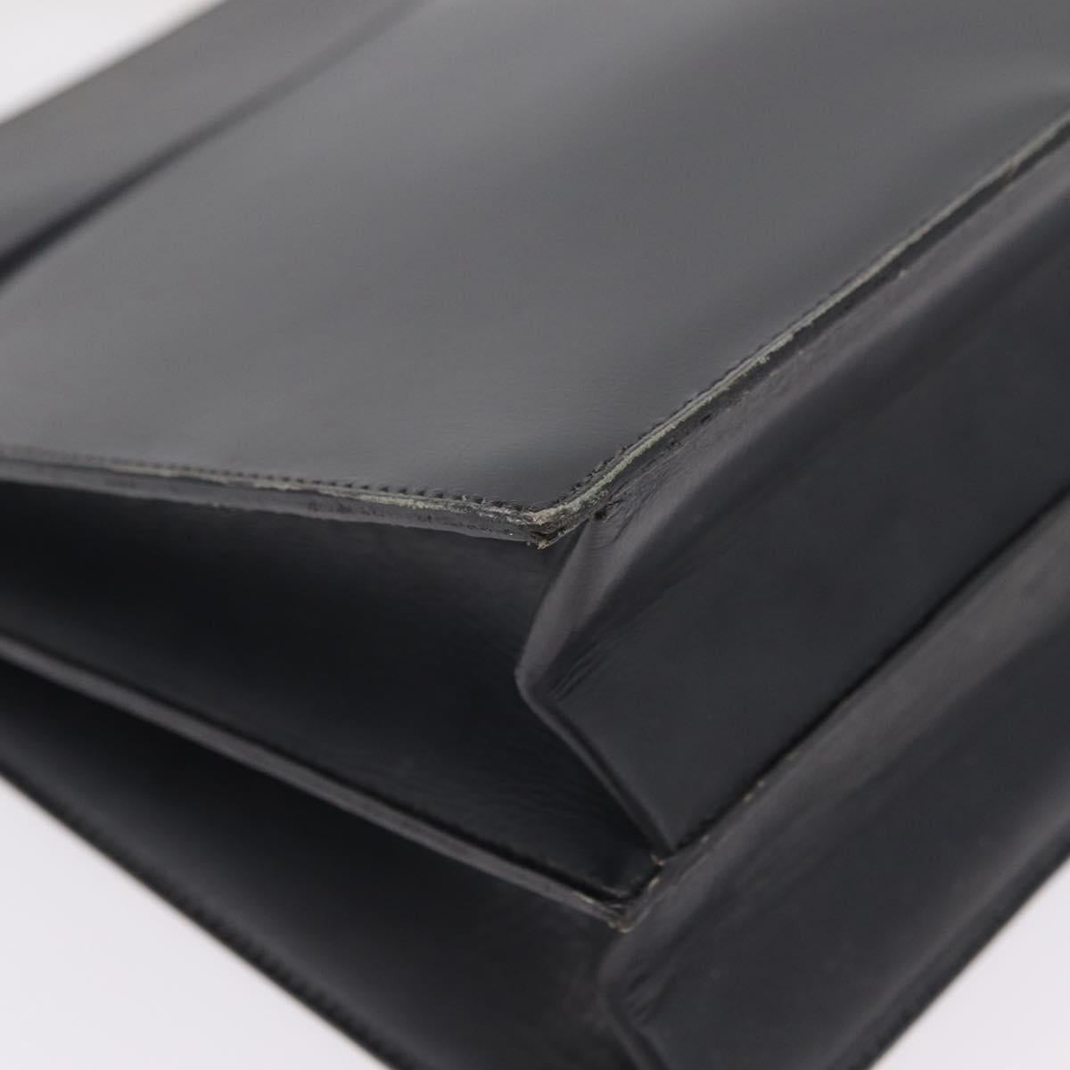 Christian Dior Hand Bag Leather Black Gold Auth 213852