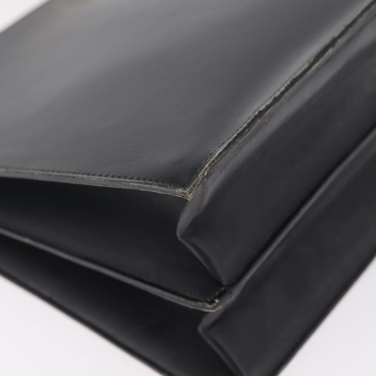 Christian Dior Hand Bag Leather Black Gold Auth 213852