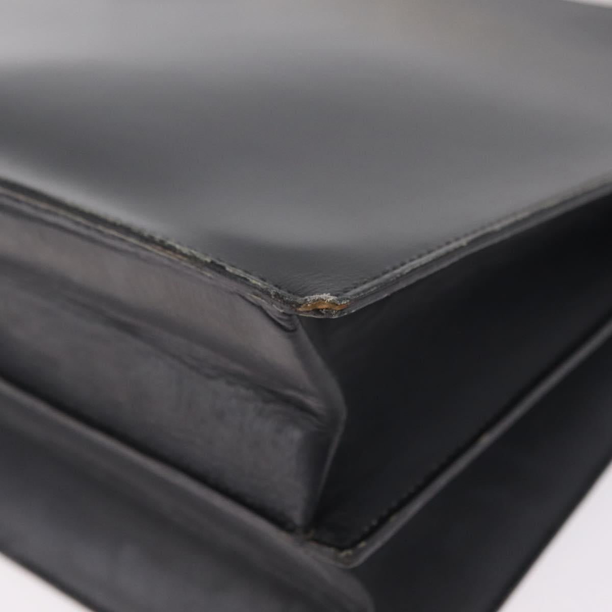 Christian Dior Hand Bag Leather Black Gold Auth 213852