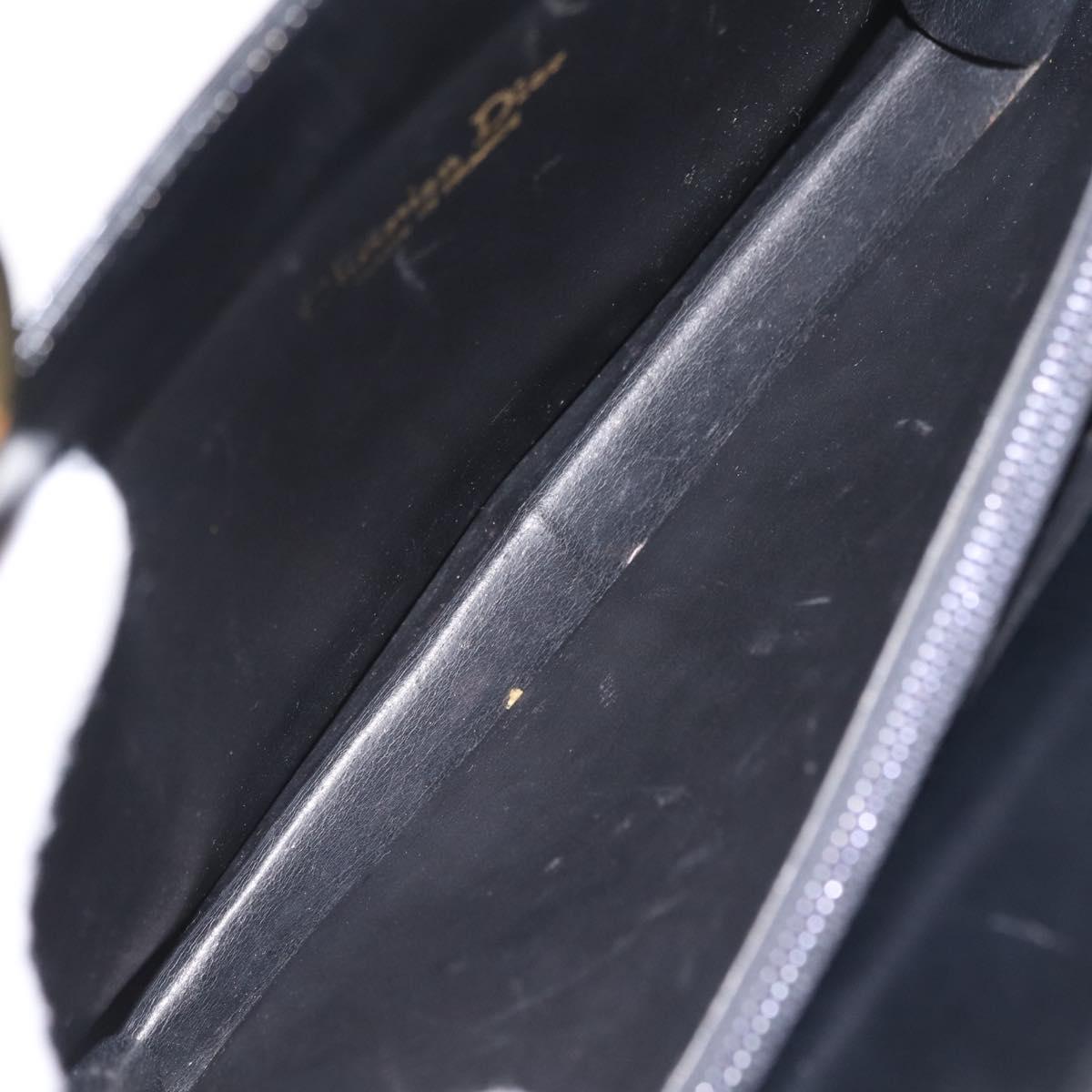 Christian Dior Hand Bag Leather Black Gold Auth 213852