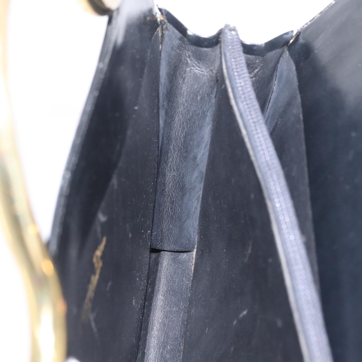 Christian Dior Hand Bag Leather Black Gold Auth 213852