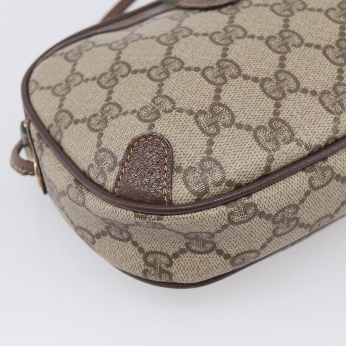 GUCCI GG Supreme Web Sherry Line Bag PVC Beige Gold 156 02 066 Auth 213854