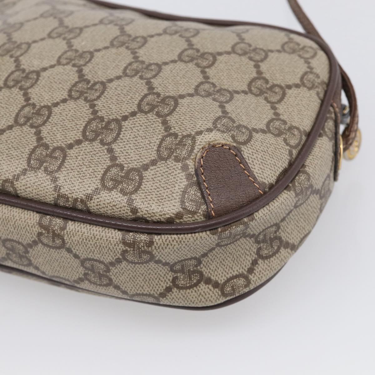 GUCCI GG Supreme Web Sherry Line Bag PVC Beige Gold 156 02 066 Auth 213854