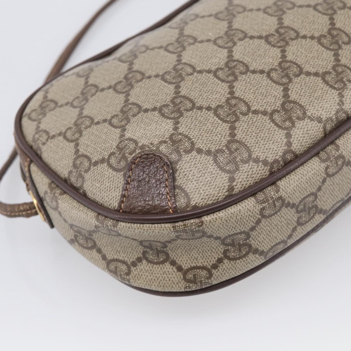 GUCCI GG Supreme Web Sherry Line Bag PVC Beige Gold 156 02 066 Auth 213854
