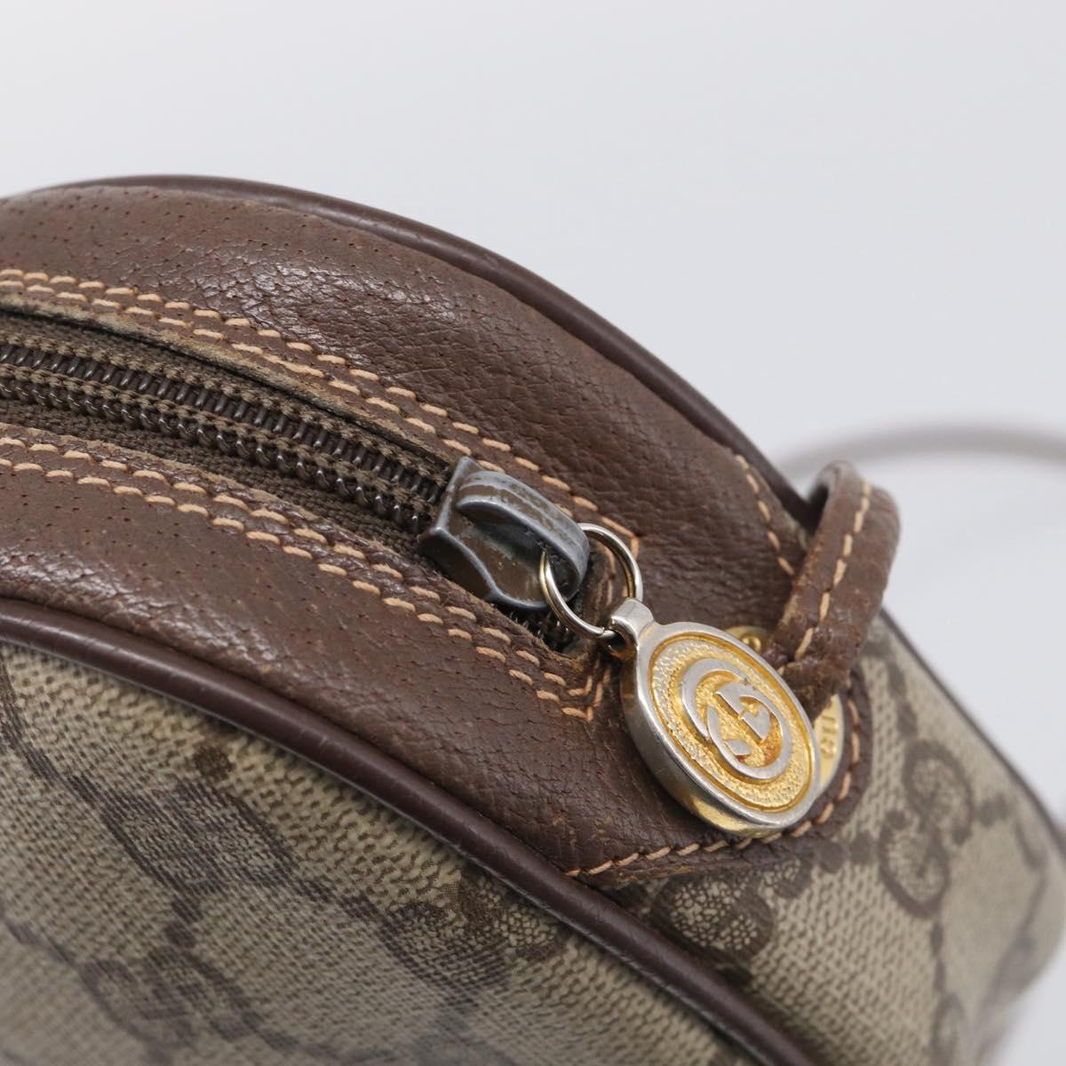 GUCCI GG Supreme Web Sherry Line Bag PVC Beige Gold 156 02 066 Auth 213854