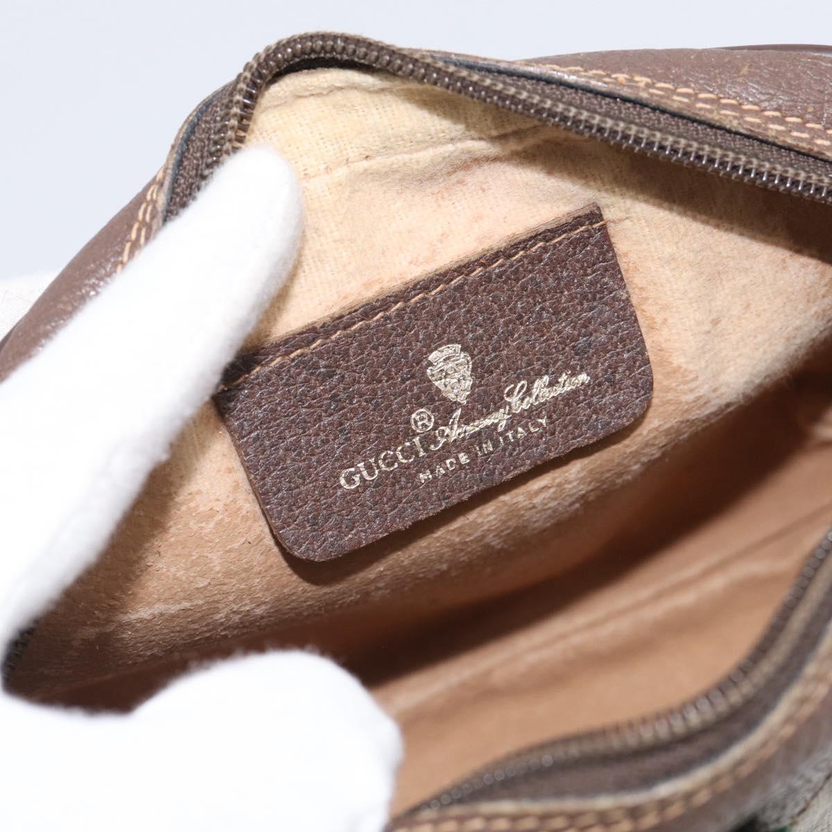 GUCCI GG Supreme Web Sherry Line Bag PVC Beige Gold 156 02 066 Auth 213854