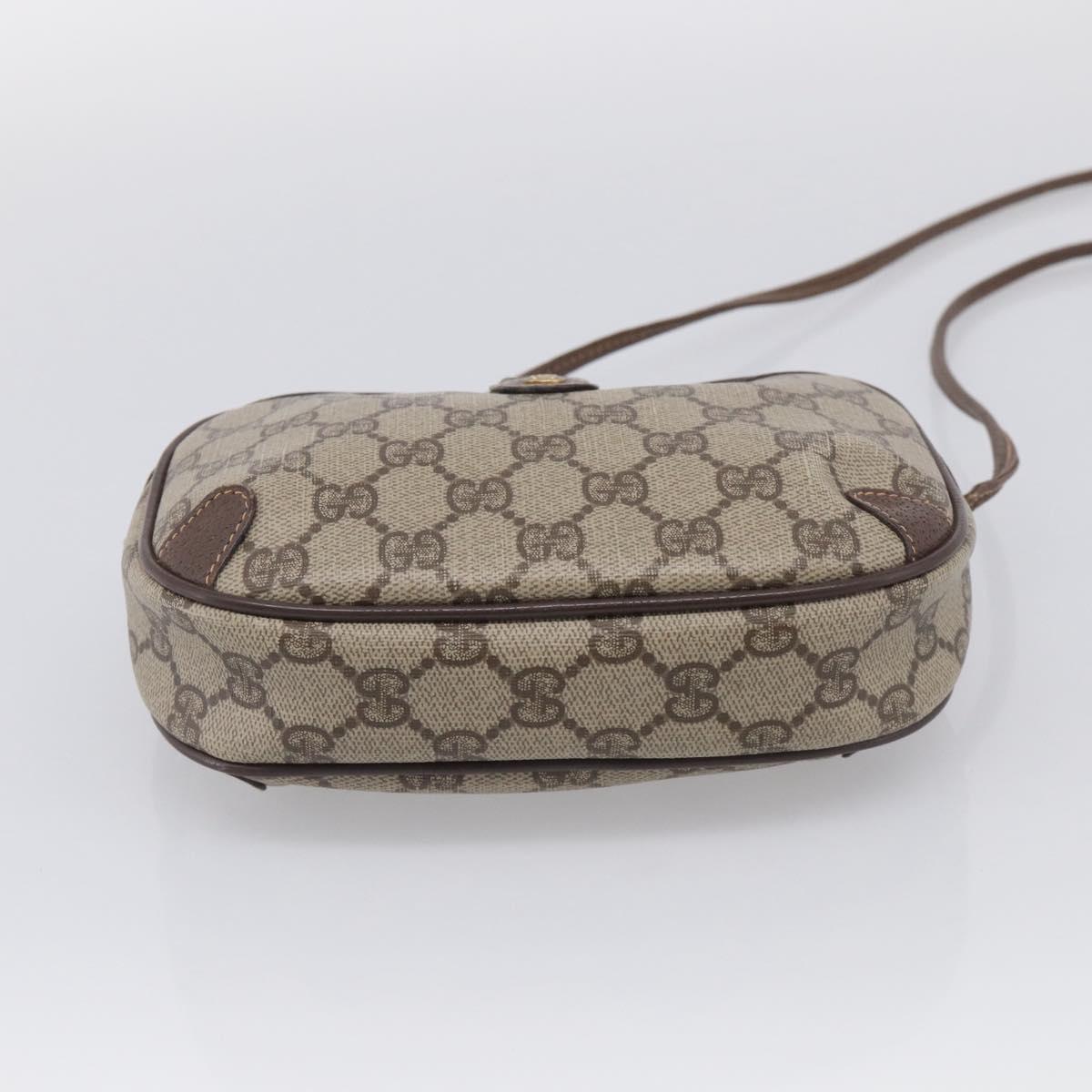 GUCCI GG Supreme Web Sherry Line Bag PVC Beige Gold 156 02 066 Auth 213854