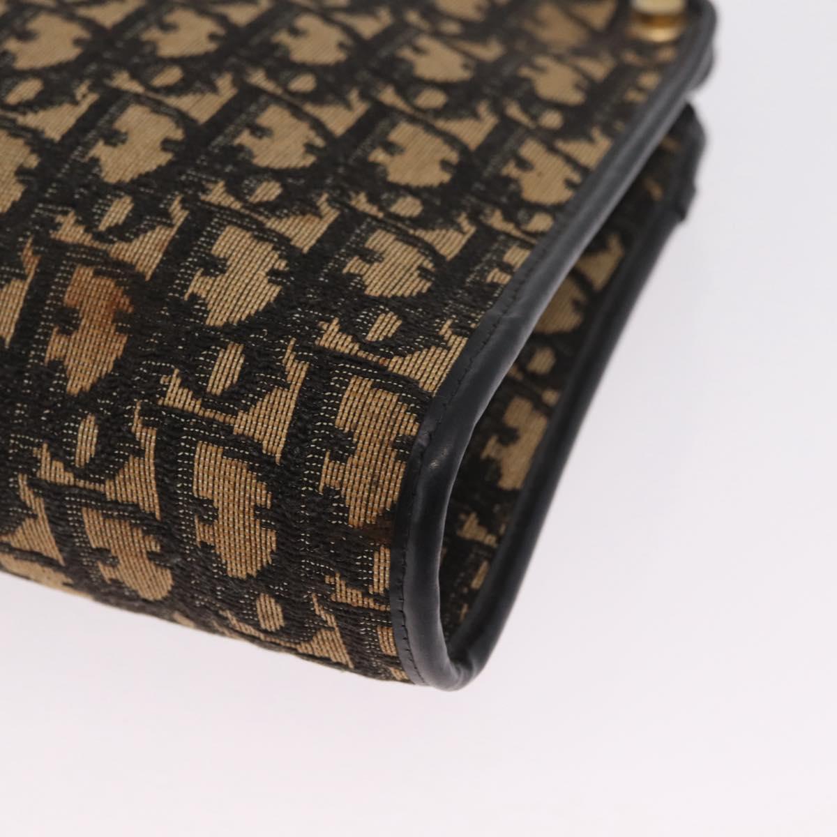 Christian Dior Trotter Canvas Shoulder Bag Beige Gold Auth 213877