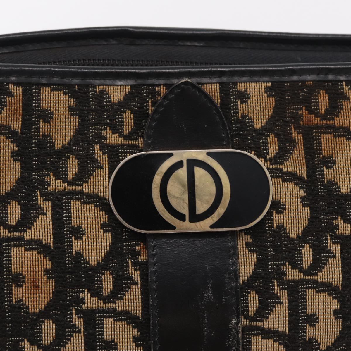 Christian Dior Trotter Canvas Shoulder Bag Beige Gold Auth 213877