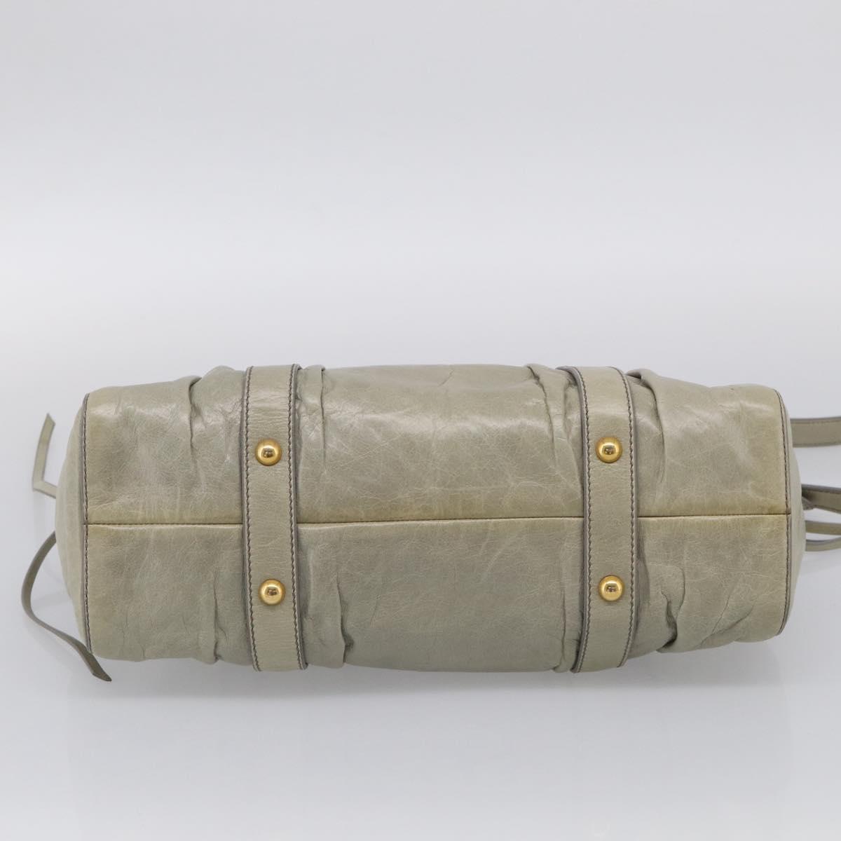 Miu Miu Hand Bag Vitellolux 2way Green Gold Auth 213883M