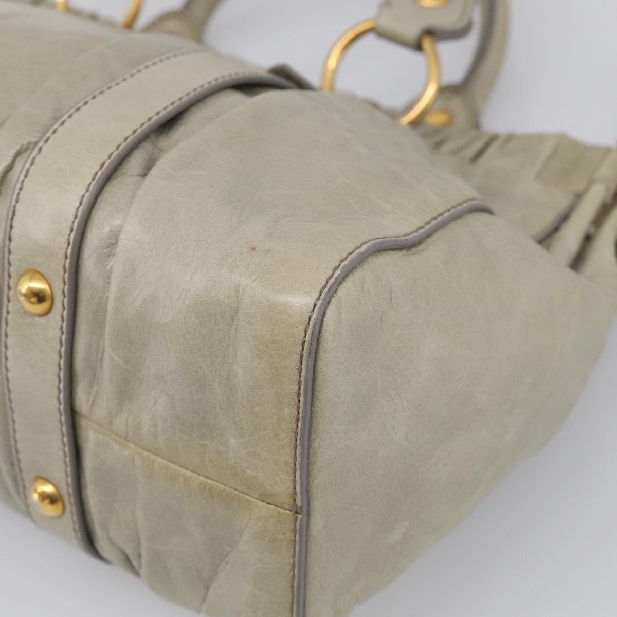 Miu Miu Hand Bag Vitellolux 2way Green Gold Auth 213883M