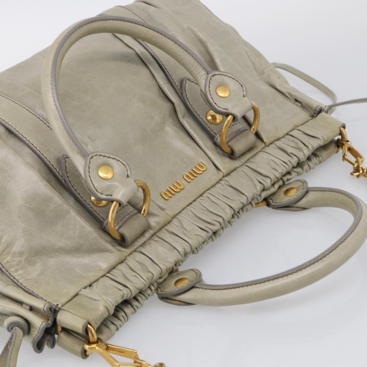 Miu Miu Hand Bag Vitellolux 2way Green Gold Auth 213883M