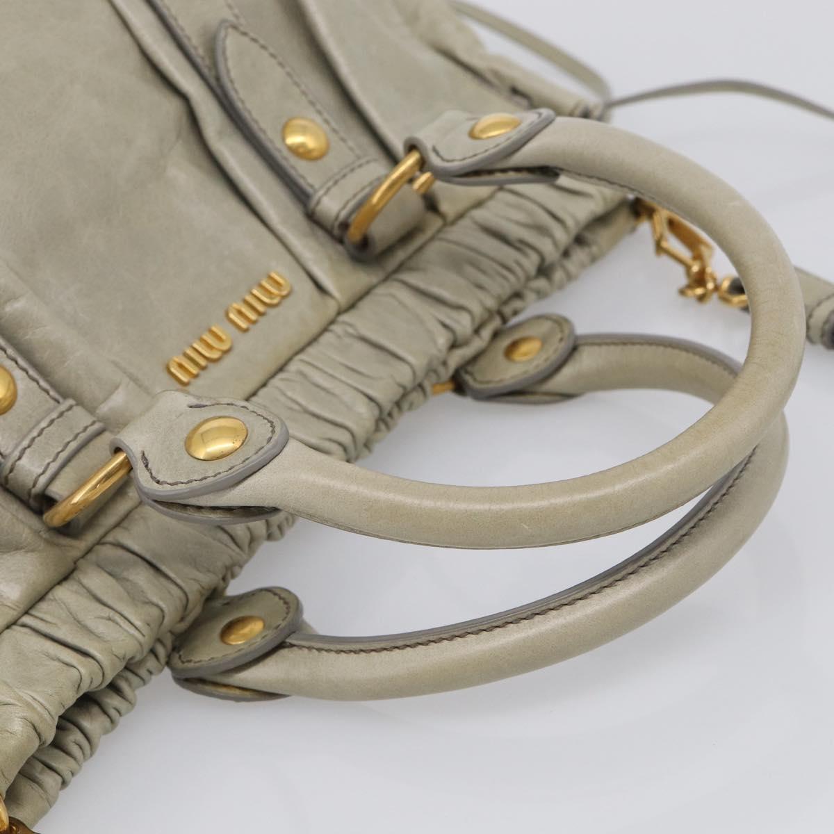 Miu Miu Hand Bag Vitellolux 2way Green Gold Auth 213883M