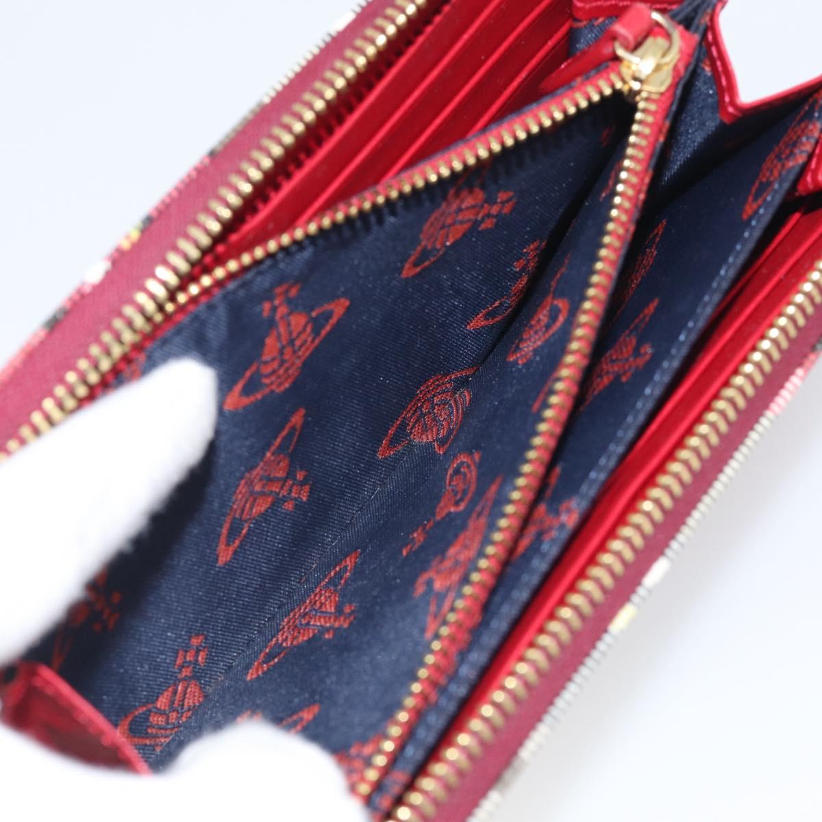 Vivienne Westwood Long Wallet PVC Canvas Red Gold Auth 213887A