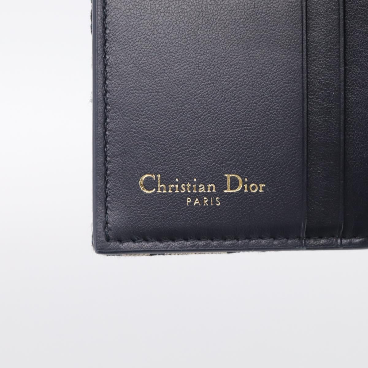 Christian Dior Trotter Canvas Saddle Compact Wallet Navy Gold Auth 213889V