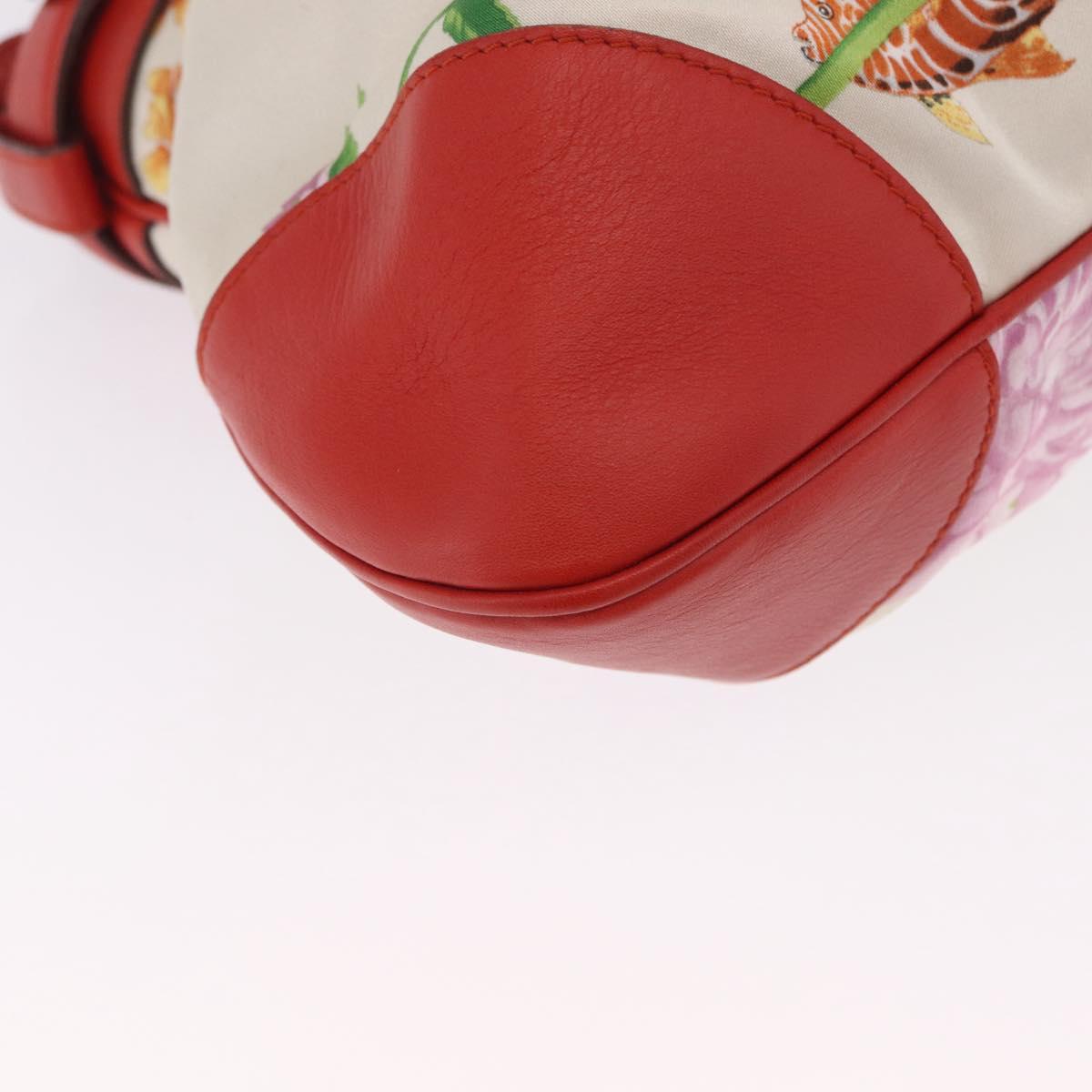 Salvatore Ferragamo Gancini Hand Bag Satin Red Gold Auth 213898V