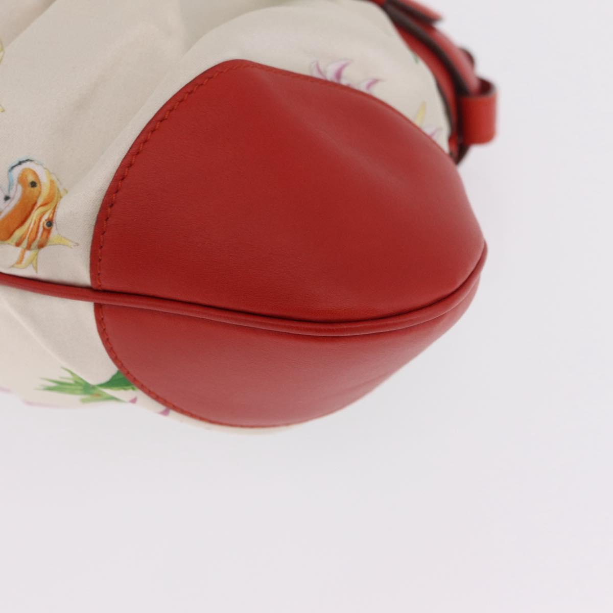 Salvatore Ferragamo Gancini Hand Bag Satin Red Gold Auth 213898V