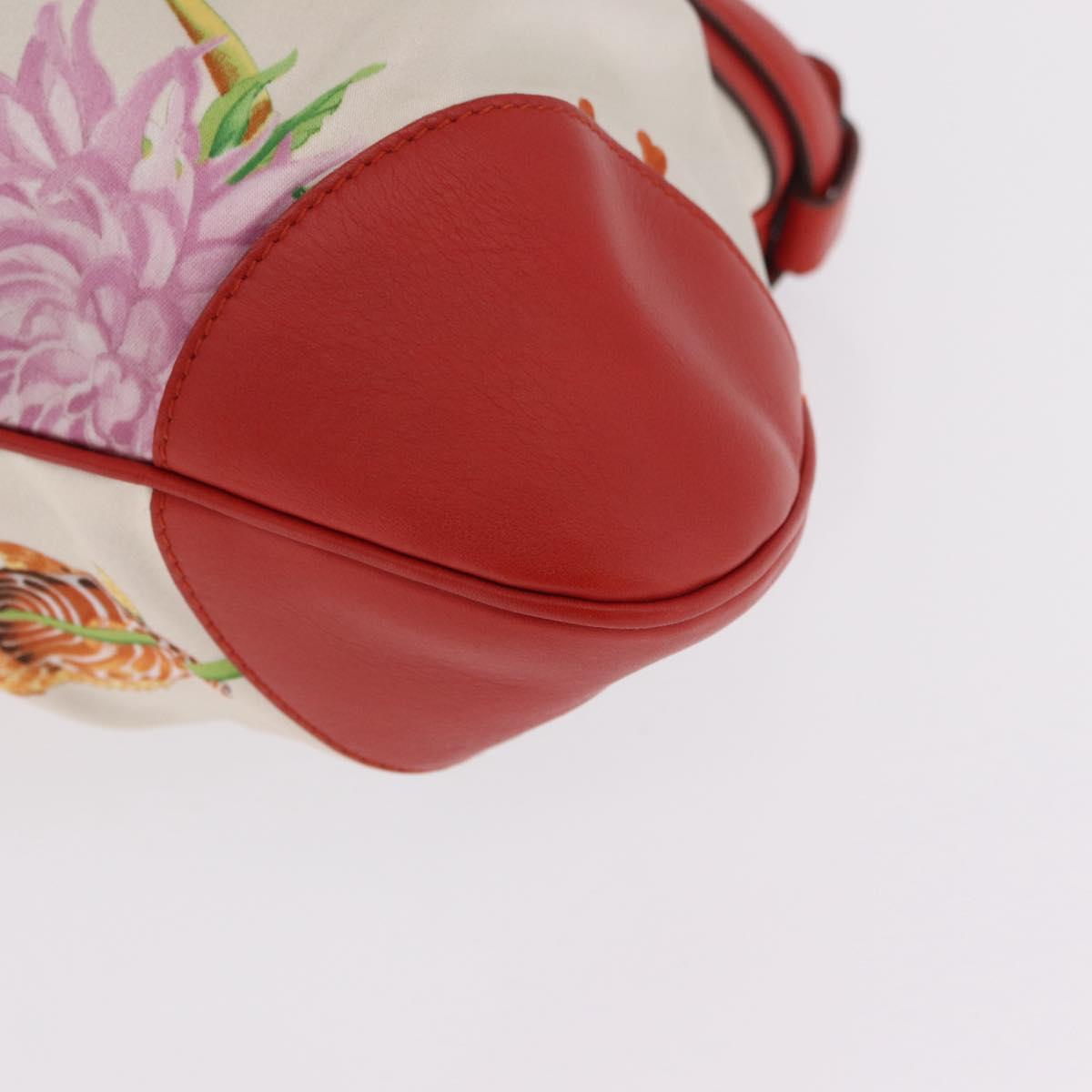 Salvatore Ferragamo Gancini Hand Bag Satin Red Gold Auth 213898V